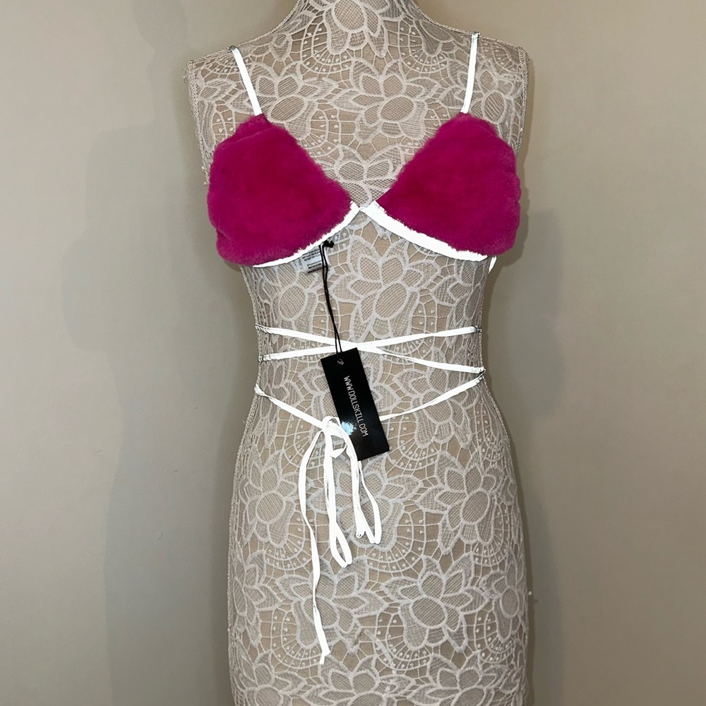 NWT Club Exx large reflective pink rave top.